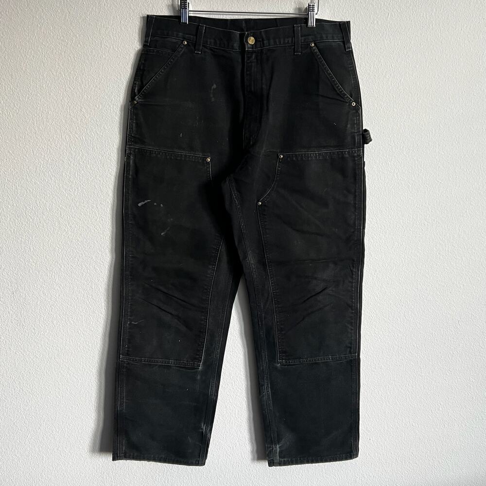 Carhartt B01 BLK faded black double knee work wear carpenter pants